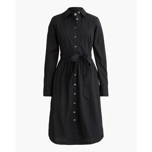 NEW J. Crew Long-sleeve Poplin Shirt-dress Black Sz 12 Large Minimalist Capsule
